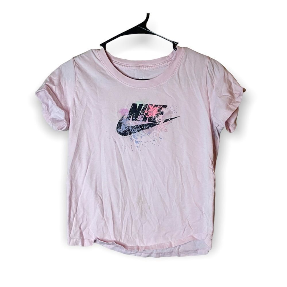 Nike Pink Graphic Short Sleeve T-Shirt paint splatter